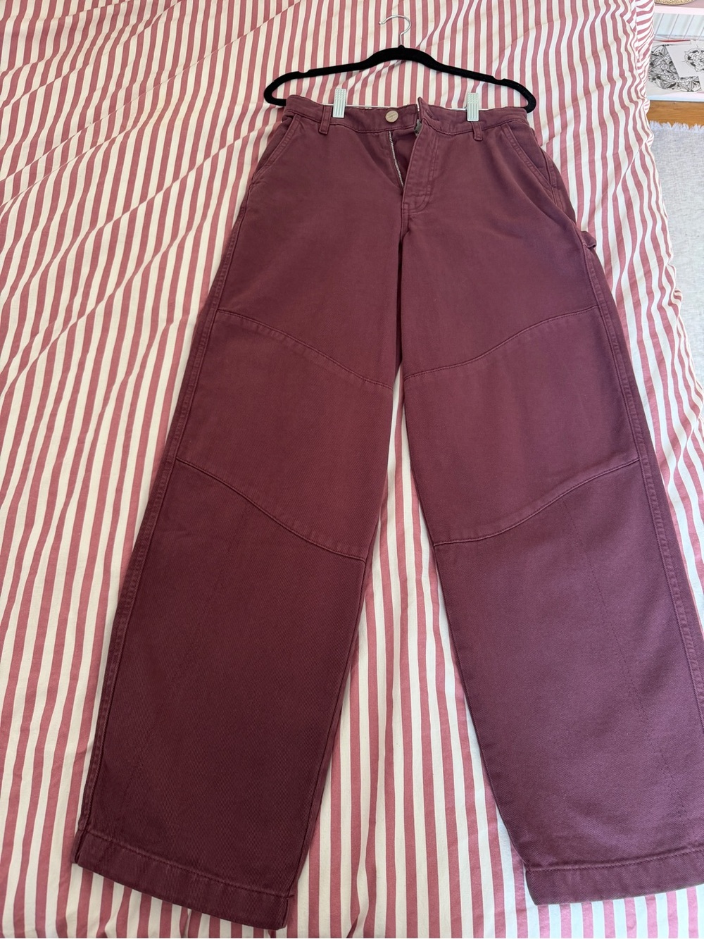 Damson Madder Wide-Leg Carpenter Pants in Burgundy - size 27-28